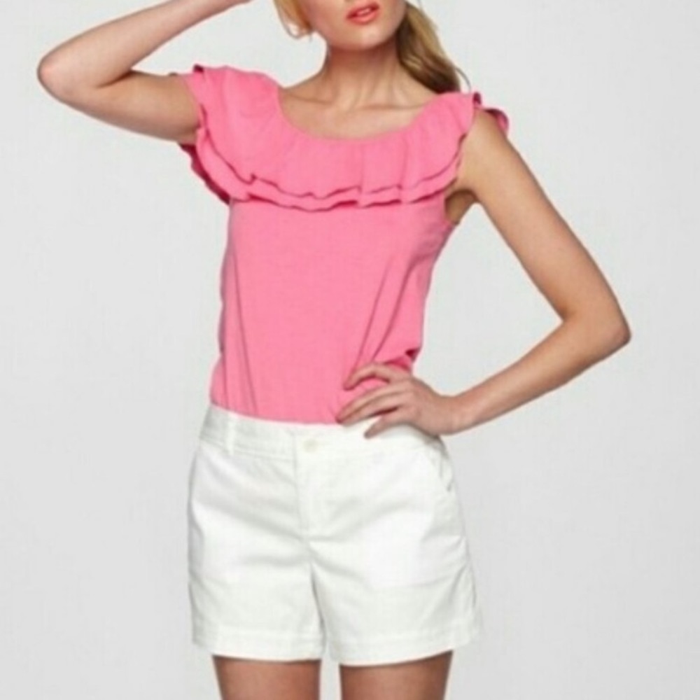 Lilly Pulitzer Ruffled Slub Knit Summer Top 100% Cotton EUC